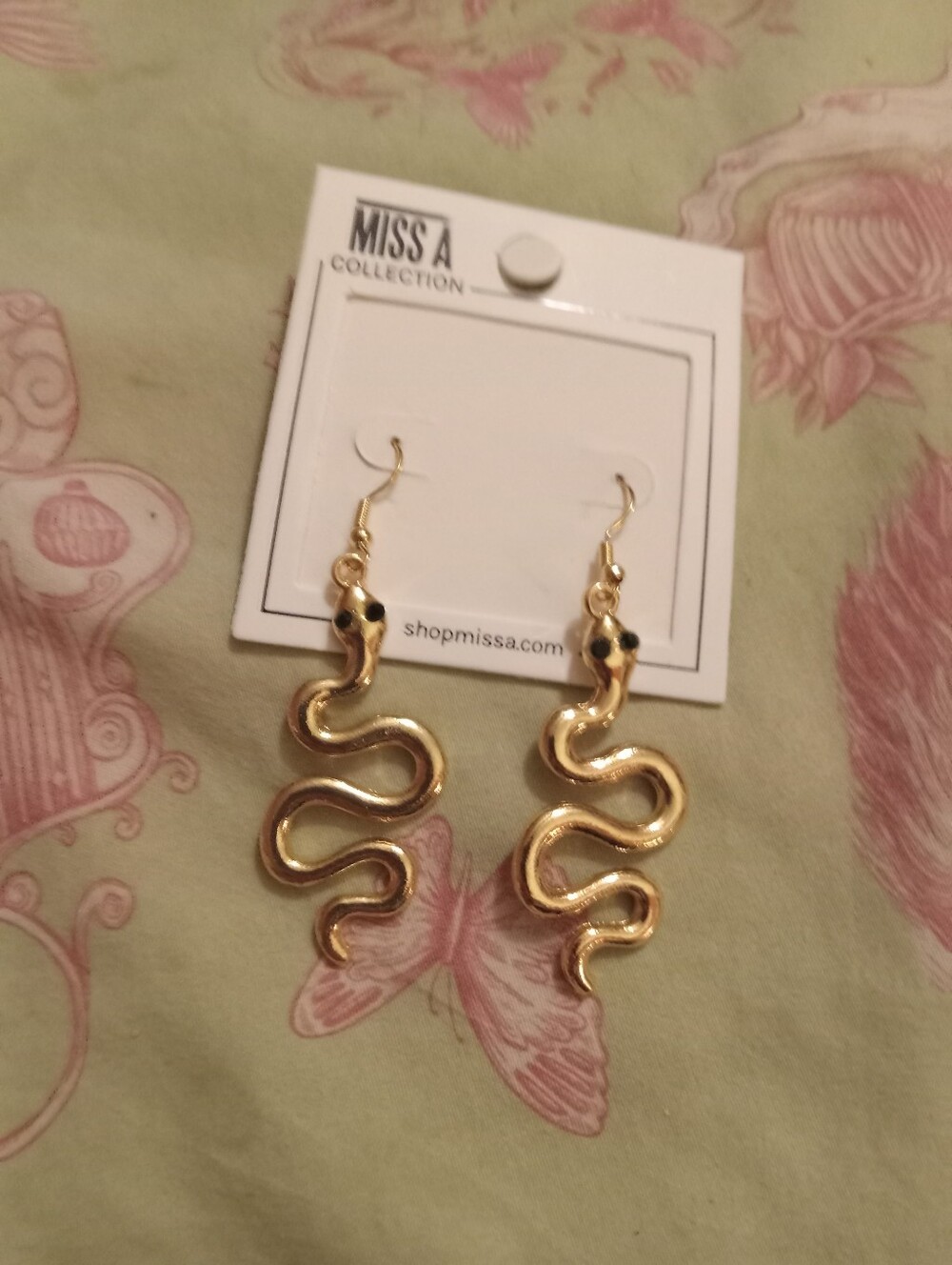 NWOT Gold Snake Dangle Earrings
